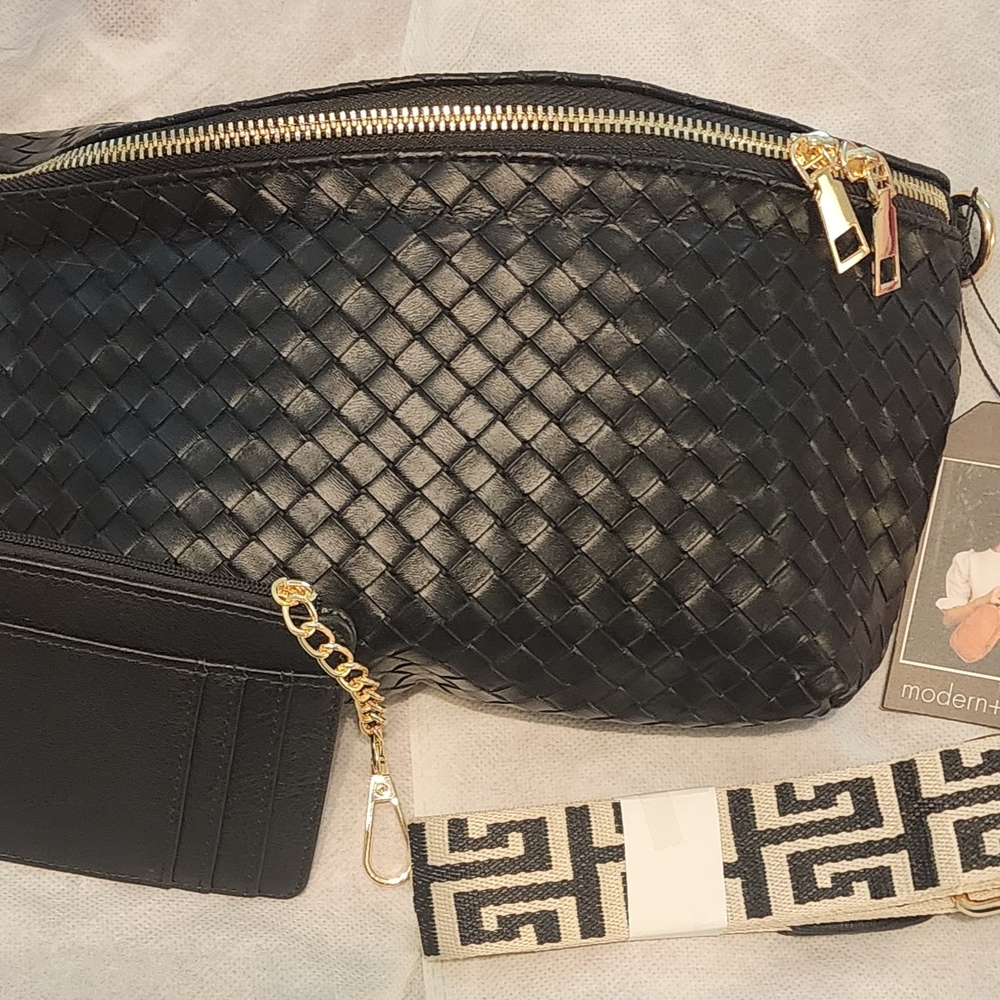 Rory Leather Woven Crossbody Bag - Picture 3 of 8